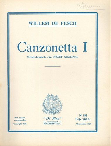 Kaft van Canzonetta I